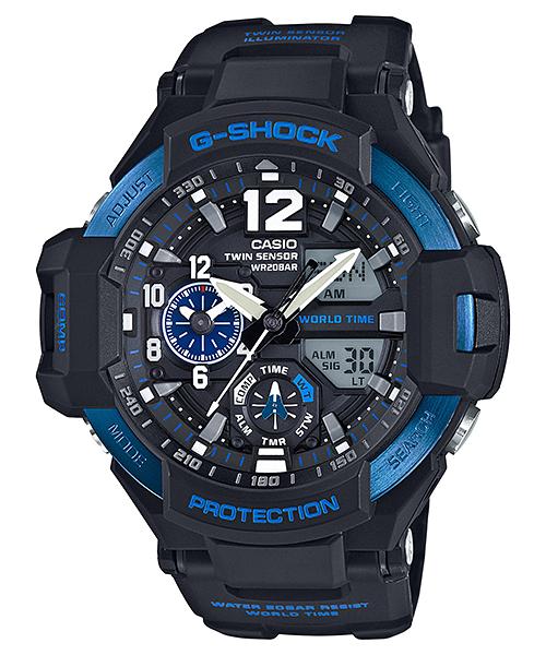 

Casio Men s Stainless Steel 200M Water Resistant Analog Shock Resistant Quartz Watch GA-1100-2B синій