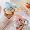 Birthday Gift for Girls Cartoon Mug Cute Water Cup Household Crayon Shin Shiba Ceramic Cup Goblet