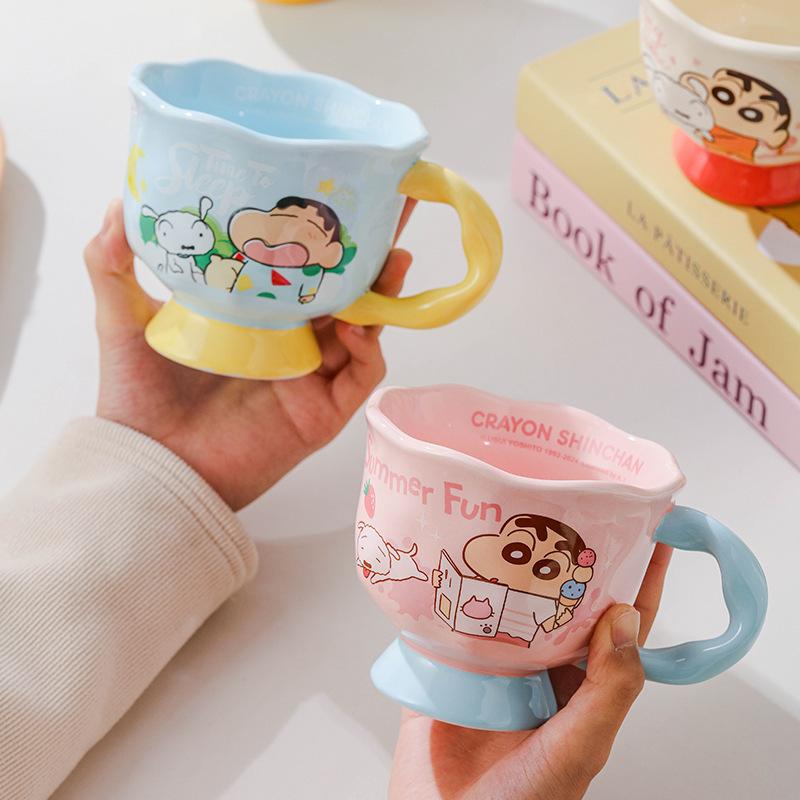 Birthday Gift for Girls Cartoon Mug Cute Water Cup Household Crayon Shin Shiba Ceramic Cup Goblet