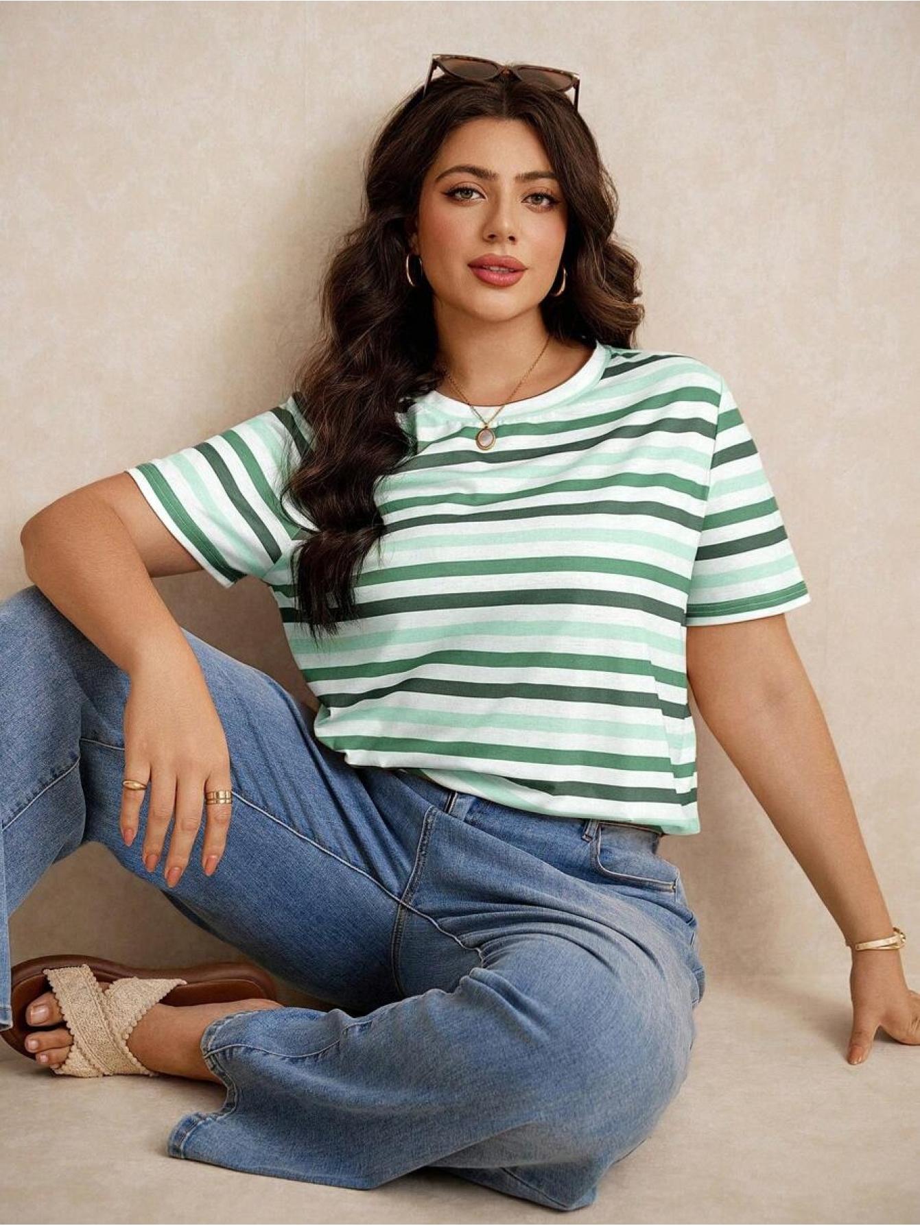 

Elaquor Holiday Color Block Striped Casual Summer Short Sleeve Tee for Spring M дубильна кора