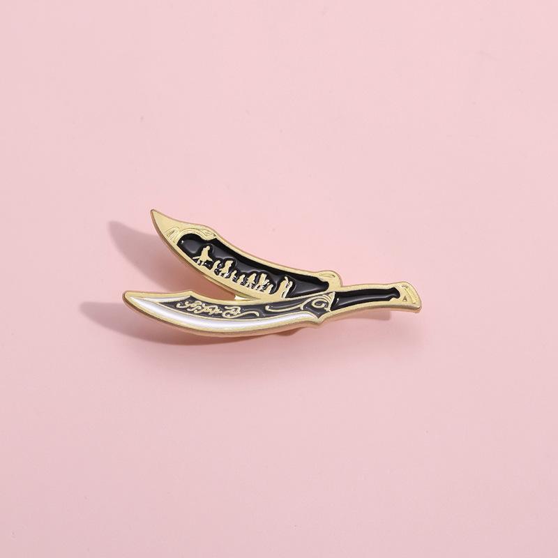 Alloy Elegant Cartoon Brooch With Retro Sword Shape For Fashionable And Artistic Wear