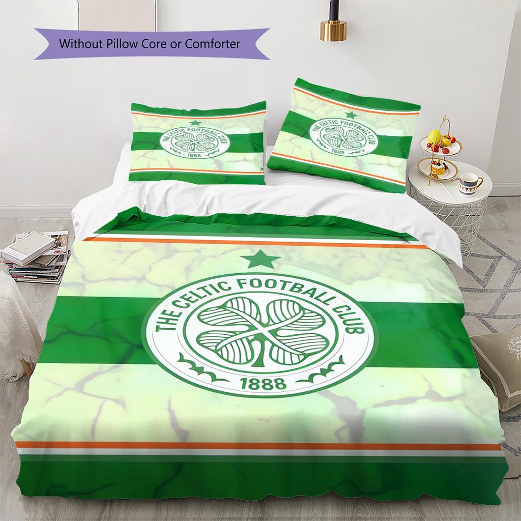Celtic Football Club Bedding Quilt Set Quilt Cover Pillowcase Home Decoration Birthday Gift (1 * Duvet Cover + 2 * Pillowcase, Without Core)