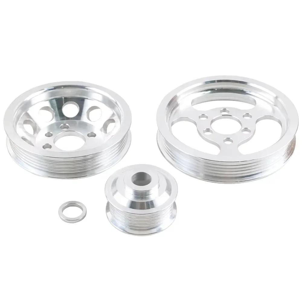 

Set 3pcs Belt Pulley Car Wear Parts Billet Aluminum Crankshaft Crank Pulley For VW Golf GTI Jetta Bettle 99-05 1.8T 2.0L 20V срібний