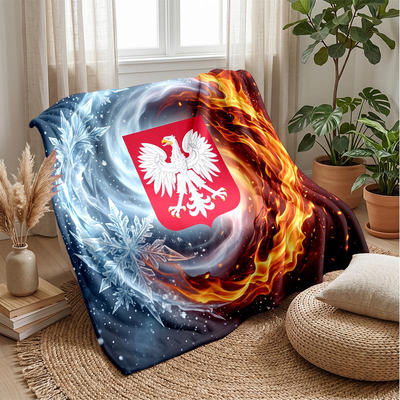 Poland Football Printed Flannel Blanket Skin Friendly Warm Decorative Throw for Indoor Couch Bed Daily Use