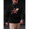 Men'S Creative Hand Gesture Print Long-Sleeve Crewneck Sweatshirt, Sporty Casual For Commuting.