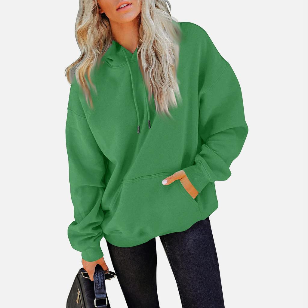 Women's Casual Pocket Hoodie Fashion Drawstring Pullover Top Sweatshirt
