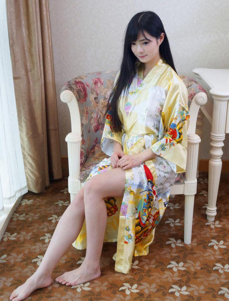 Women's Summer Silk-Feel Cardigan Pajama Robe - Long, Lightweight, Sexy Bathrobe