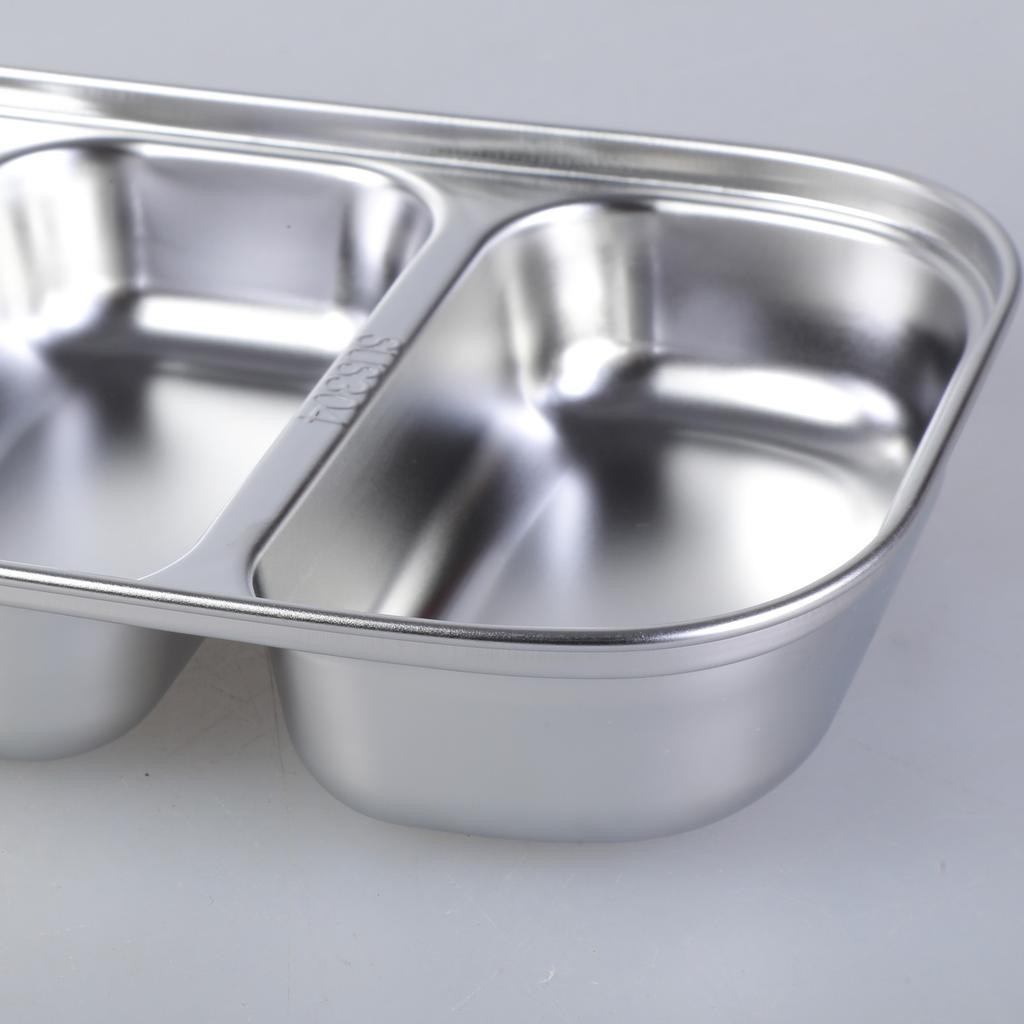 304 Stainless Steel Divided Plate with Multiple Sections Ideal for Family Meals School Lunches and Office Bento