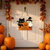 Halloween Party Background Props Door Sign with Hemp Rope Lanyard, Pumpkin Ghost Printed Hanging Decorative Plaque for Home Entrance Plaque,