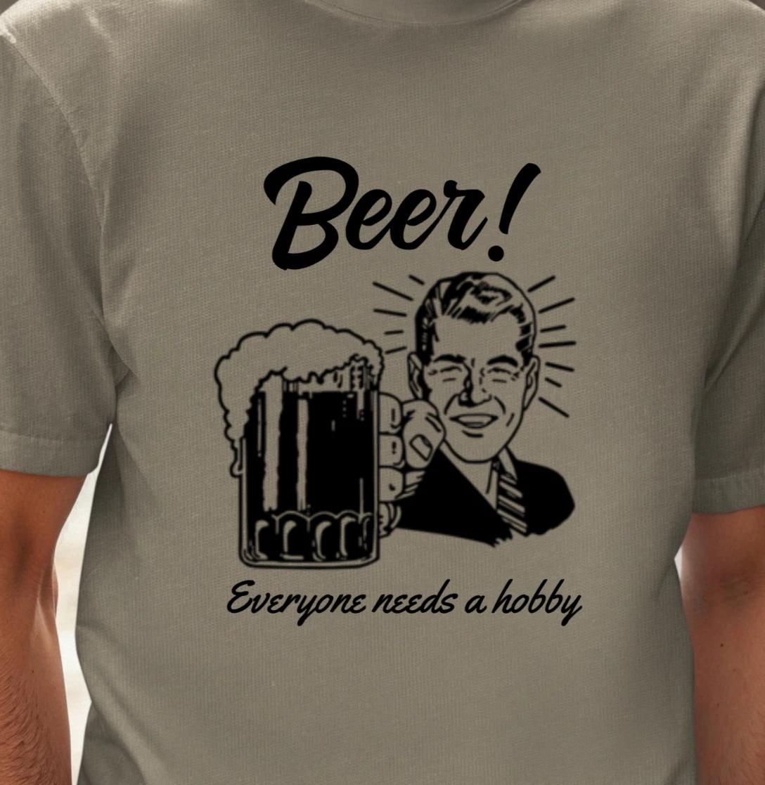 Beer Retro Illustration T-shirt | Everyone Needs a Hobby Shirt, Vintage Beer Tee M