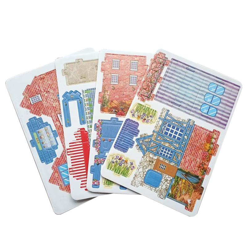 Cartoon Castle Construction Model 3D Paper Card Puzzle Jigsaw Toys For Children Handmade DIY Interest Educational Toys