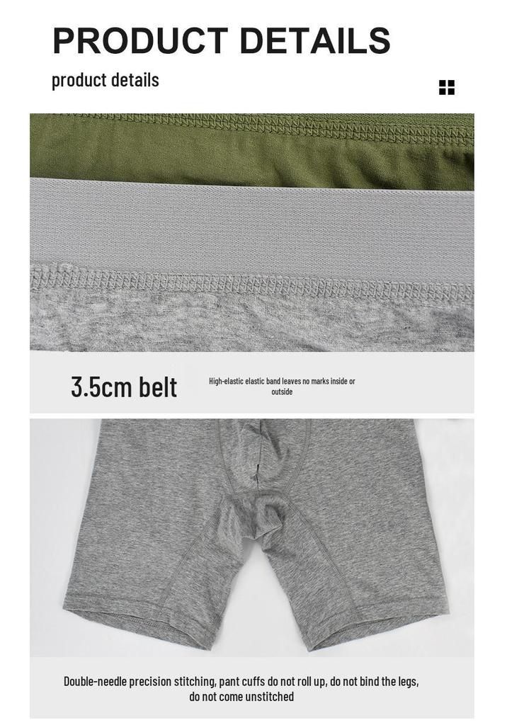 Men’s Sweat-Wicking Breathable Pure Cotton Boxer Briefs - Slim Fit Square Leg, Extended Length Underwear