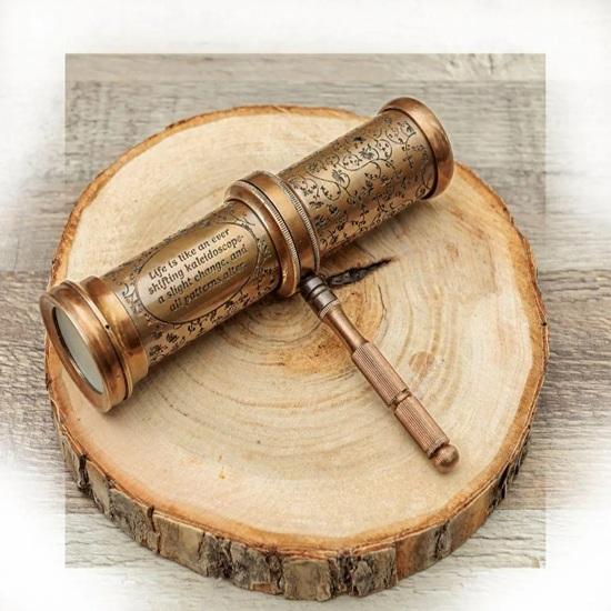 Handmade Antique Brass Kaleidoscope Collectible Twist Toy