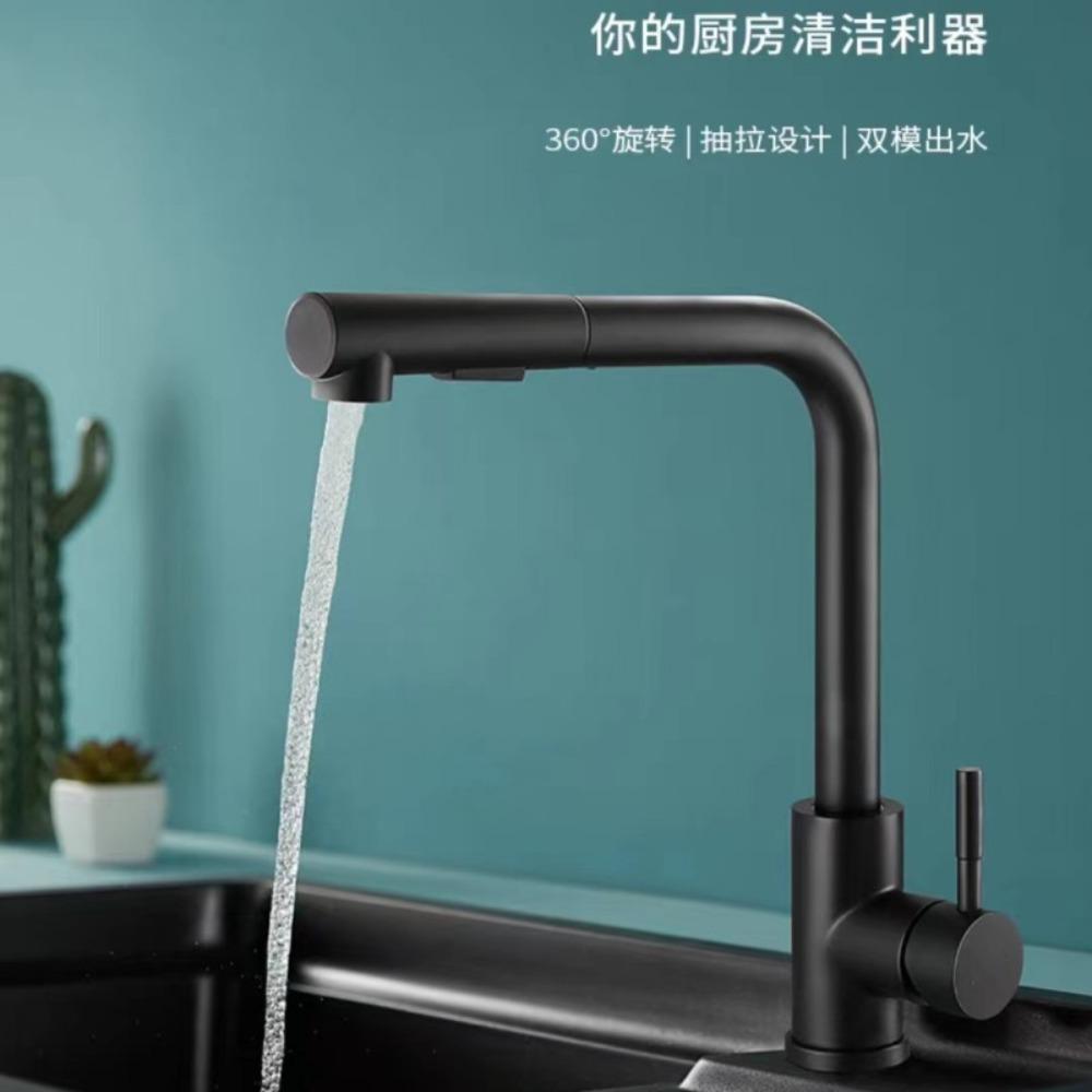 304 Stainless Steel Pull-out Faucet Wire Drawing Process Hot and Cold Water Tank Vegetable Washing Basin Telescopic Faucet