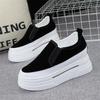 2025 Spring 8cm Inner Heightening Women's Shoes Autumn New Lazy Shoes Slip-on Muffin Thick-soled Loafers Casual Shoes
