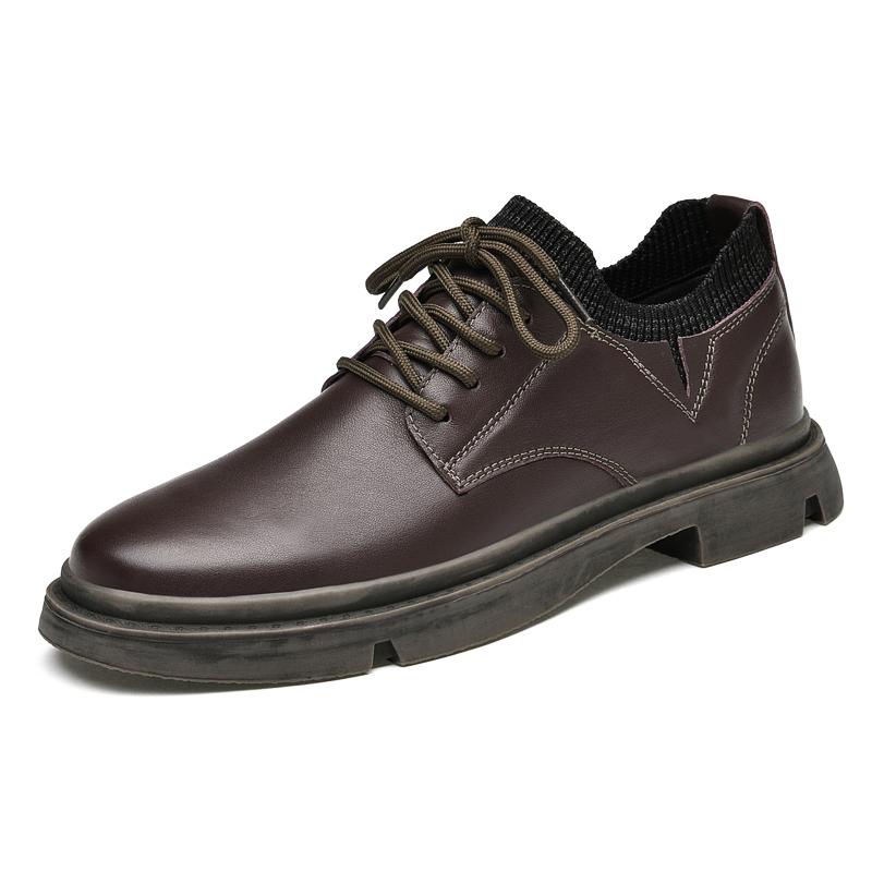 Fashion High Quality Brand Men's Genuine Leather Casual Shoes Thick Soled Oxford Shoes Wear-resistant Soles Men's Outdoor Hiking Shoes