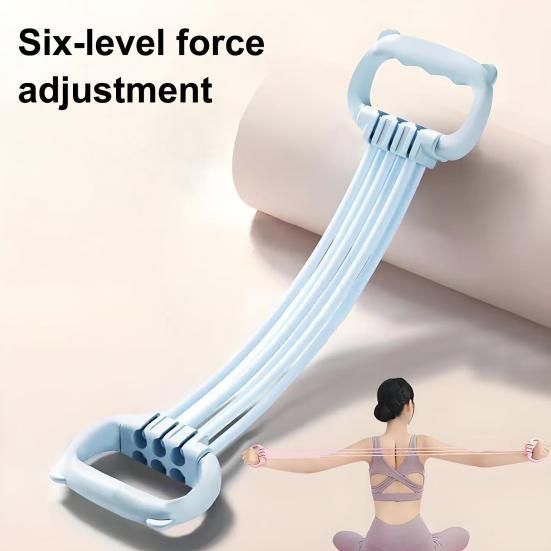 Adjustable Figure 8 Resistance Band Arm Shoulder Stretch Strength Training Fitness Elastic Strap 6-Tube Men Women Anti-slip Tension Rope