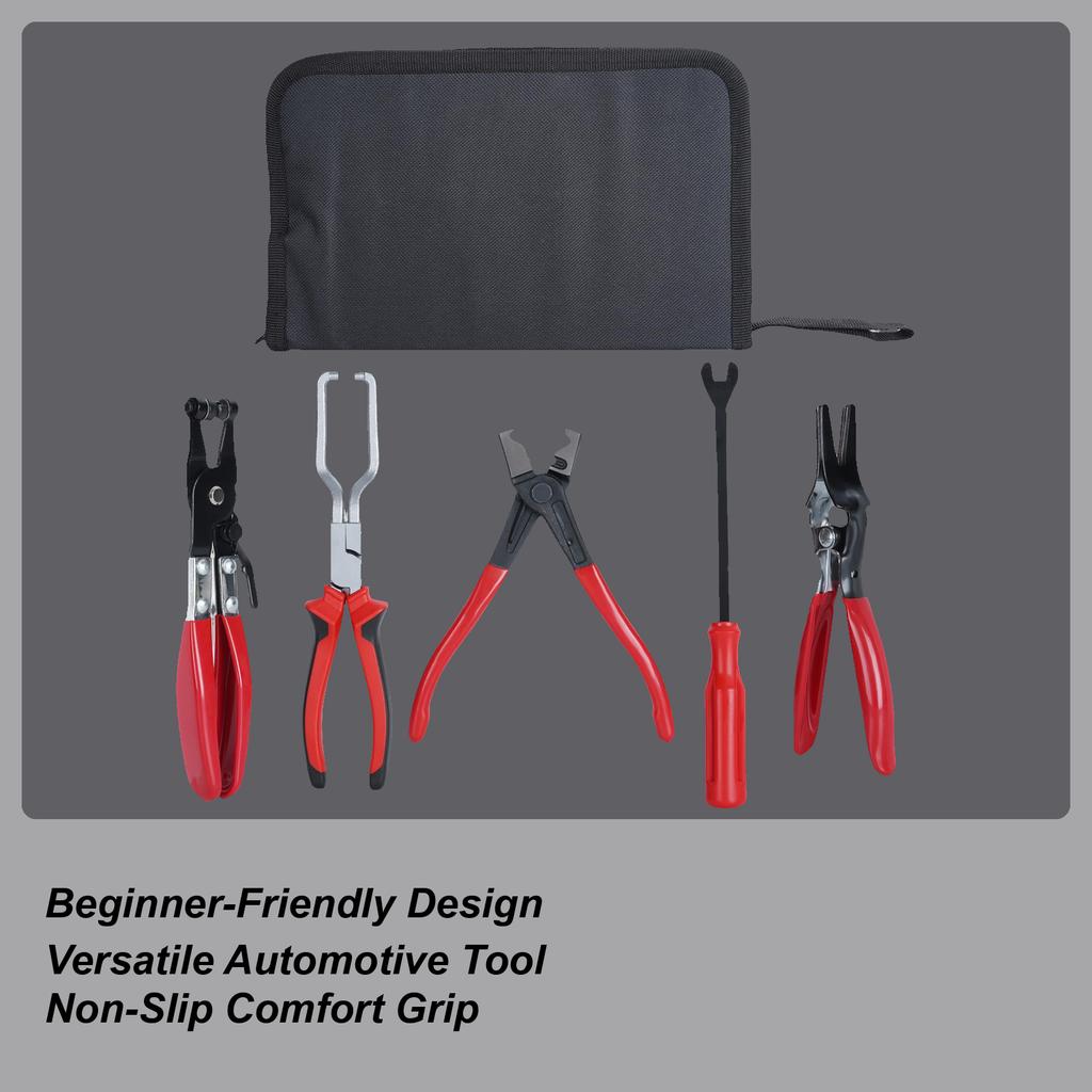 5pcs Car Tool Kit Professional Hose Clamp Pliers Set Fuel Line Disconnection and Removal Tool Kit for Auto Repair