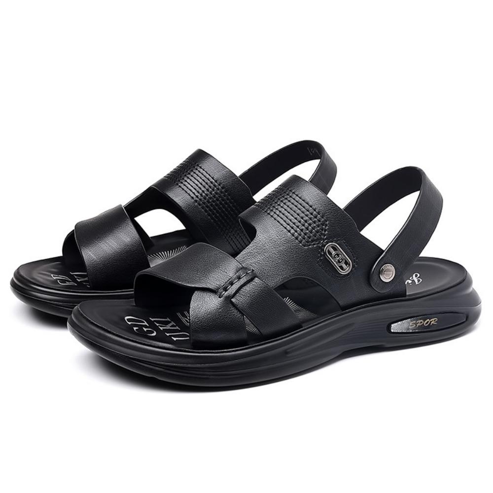 Herren Sandalen Echtes Leder Strandschuhe Lässige Fahrslipper Modische Zwei-Wege-Sandalen