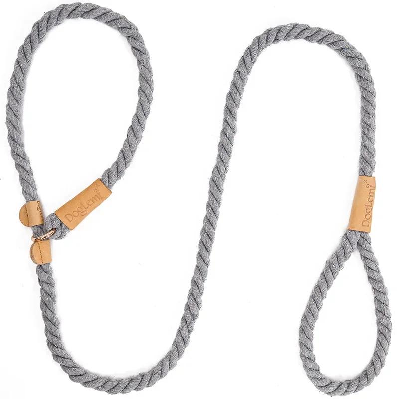 Cotton Dog Leash Collar,Slip Training Lead for Medium & Large Dog,Dog Leash Leather Slip Preventer P Chain Pet Leash Comfortable