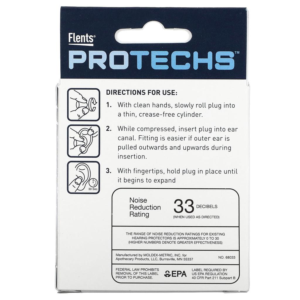 Protechs, Quiet Contour Foam Earplugs, 10 Pairs + Case