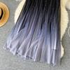 Spring Summer Elegant Women's Gradient Color Mesh Half Skirt Temperament High Waist Leisure Ladies A Pleated Skirt