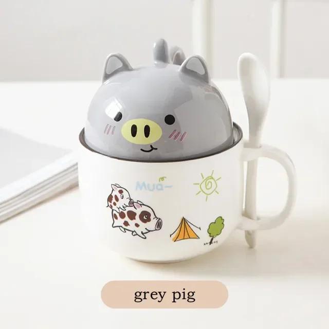 

350 мл Кружка Kawaii Shiba Inu Милая мультяшная керамическая кружка с крышкой и ложкой Кружки для кофе, молока, чая, чашки для завтрака, посуда для напитков Подарки 301-400ml