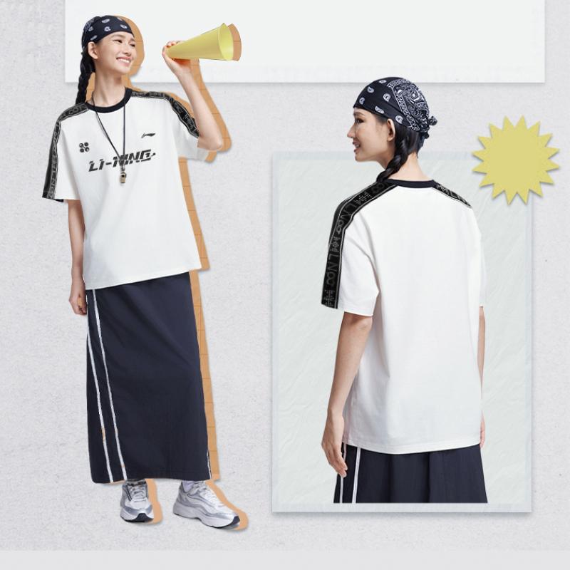 Li Ning Table Tennis Series Short Sleeve Summer Round Neck T-Shirt American Vintage Loose Casual Quick-Dry Sports Tee Unisex Tops AYSV013