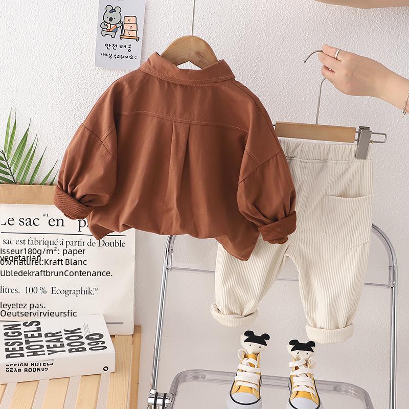 Boys' Spring & Autumn Fashionable Two-Piece Suit: Stylish Children's Clothing Set