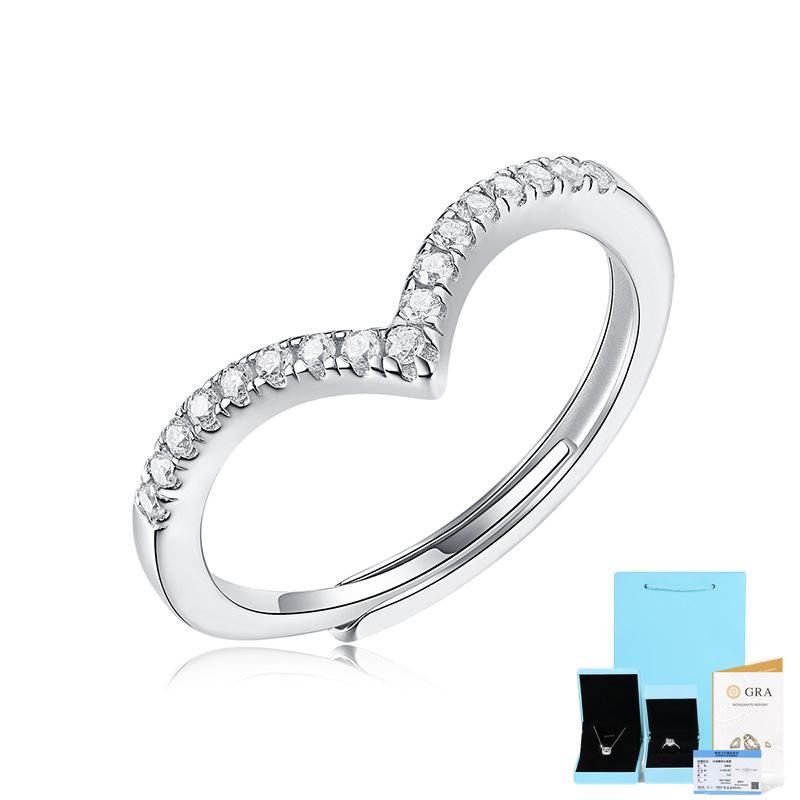 Bague Ringen S925 Silver Moissanite Diadem Ring Female Adjustable Opening Fashion Accessories