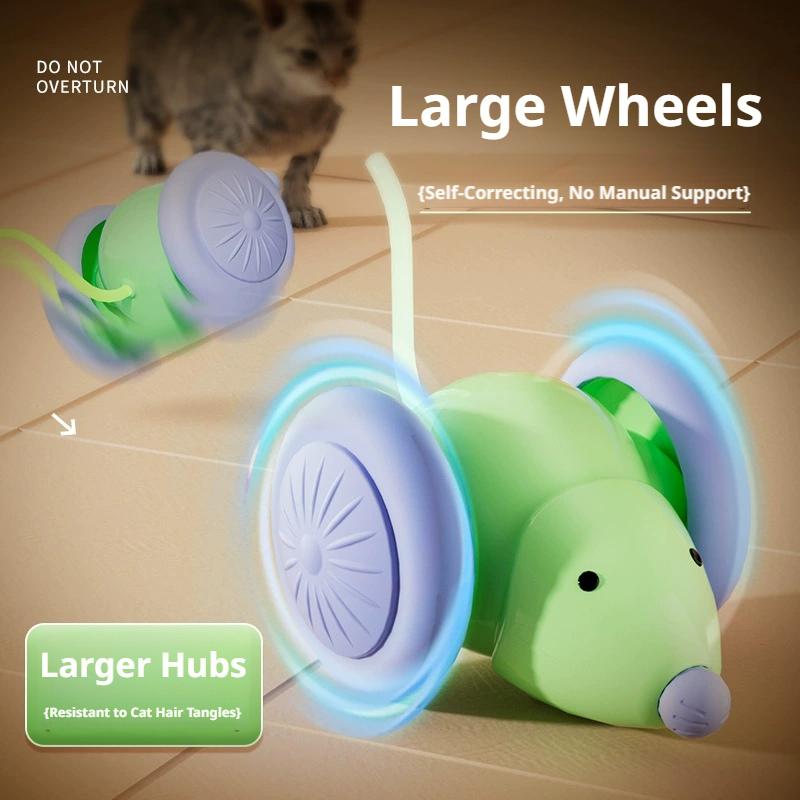 Intelligentes interaktives Katzenspielzeug, Automatisches sich bewegendes Mäusespielzeug, USB wiederaufladbar, Sich bewegender Spaßschwanz mit bunten Lichtern für verspielte Katzen