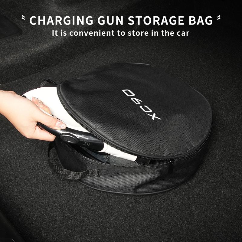 Car Charging Cable Organizer Trunk Storage Bag For Volvo XC90 XC60 C30 T6 S60 C70 XC40 V40 XC70 V70 V60 V50 S80 S40 AWD V90 S90