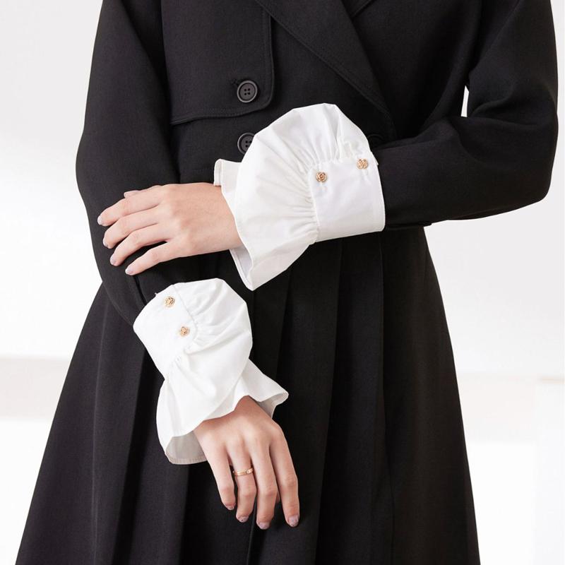 Perfect Match Palace Pleated Fake Sleeves Detachable Costumes Shirt Decorative Ruffles Elbow Cuff Court Sweater White Elegant Short Sleeves