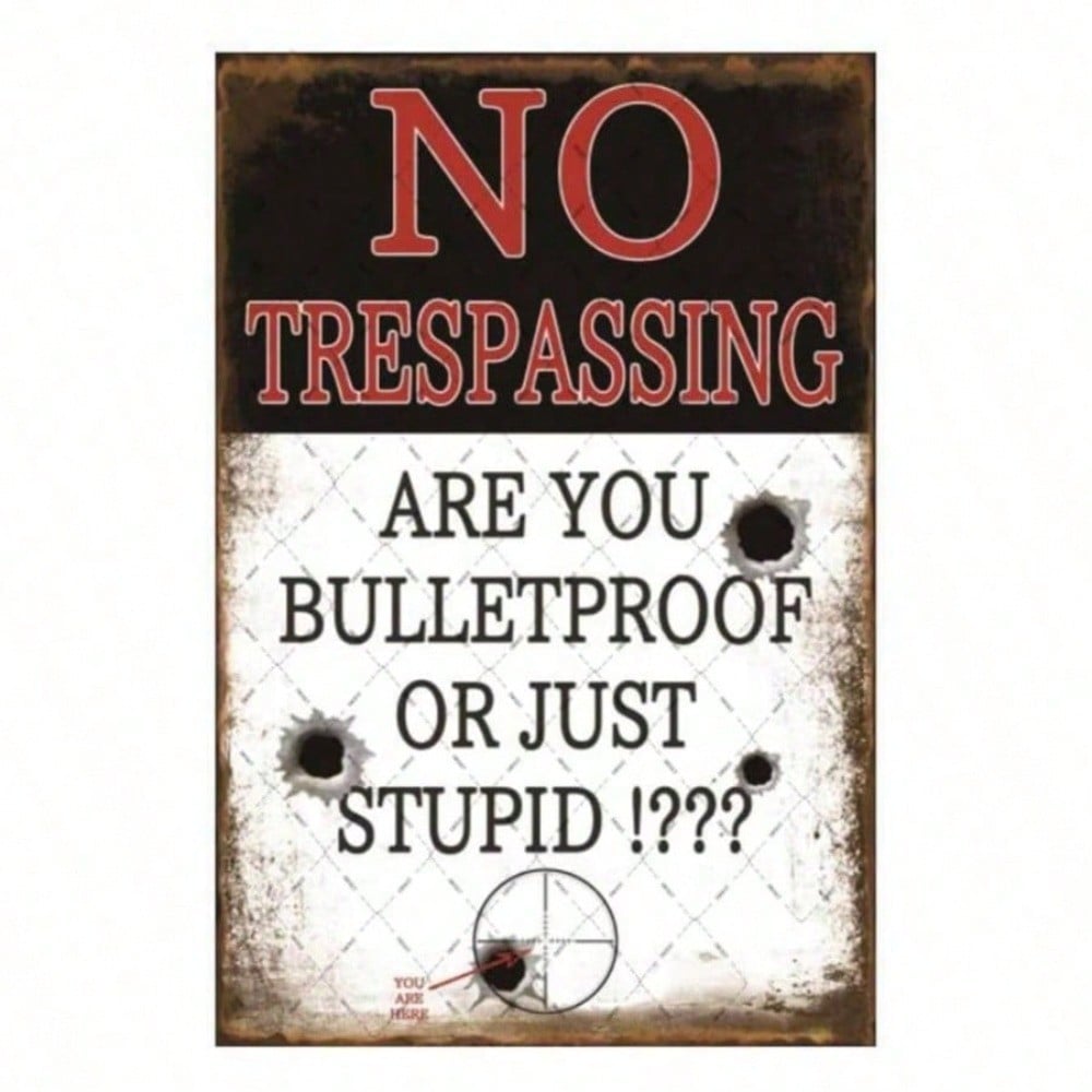 Vintage Metal Tin Sign No Trespassing Warning Plague Retro Wall Decor разноцветный