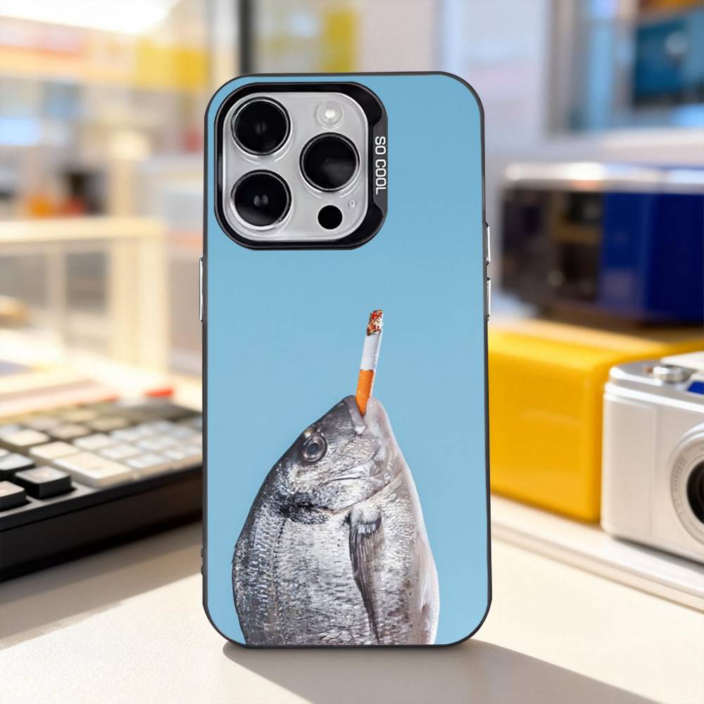 Fisch Lustig S-Sardinen Für iPhone 11,12,13,14,15,16,17,Pro,Max,Plus,E,Air,Mini Handyhülle IMD Mattschwarz