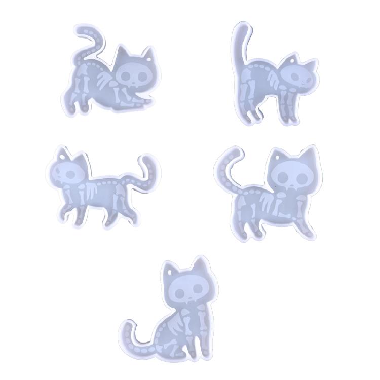 1Pc/5Pcs Shiny Five Syles Kitten Keychain Silicone Molds for Valentine Gift