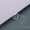 Kinitial Cute Cat Love Heart Pendants & Necklaces Classic Animal Necklace Fashion Gifts for Women Girl Birthday Party Jewelry