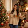 Flat Wooden Christmas Hanging Ornaments with, Set of 8 for Holiday Tree Decor