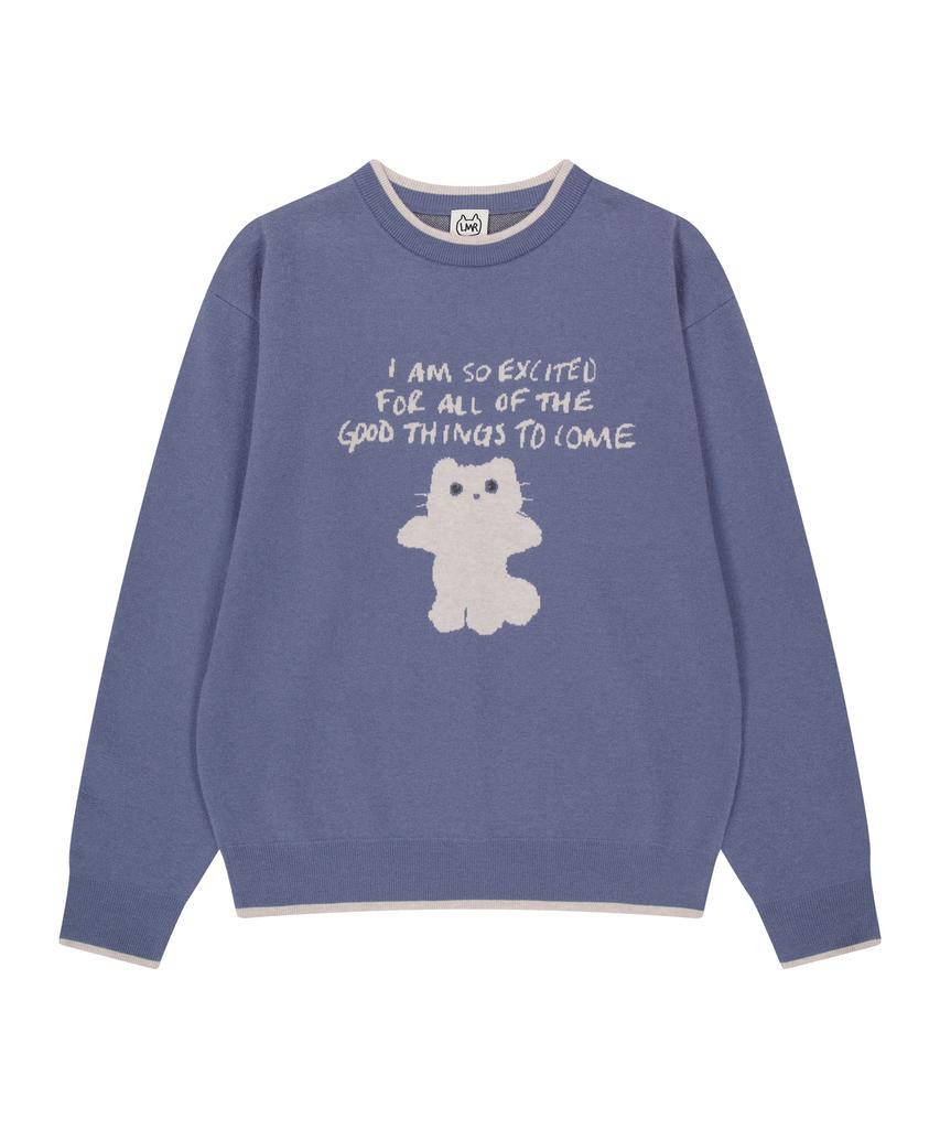 LMR Shangnongi Character Jacquard Crew Knit Blue