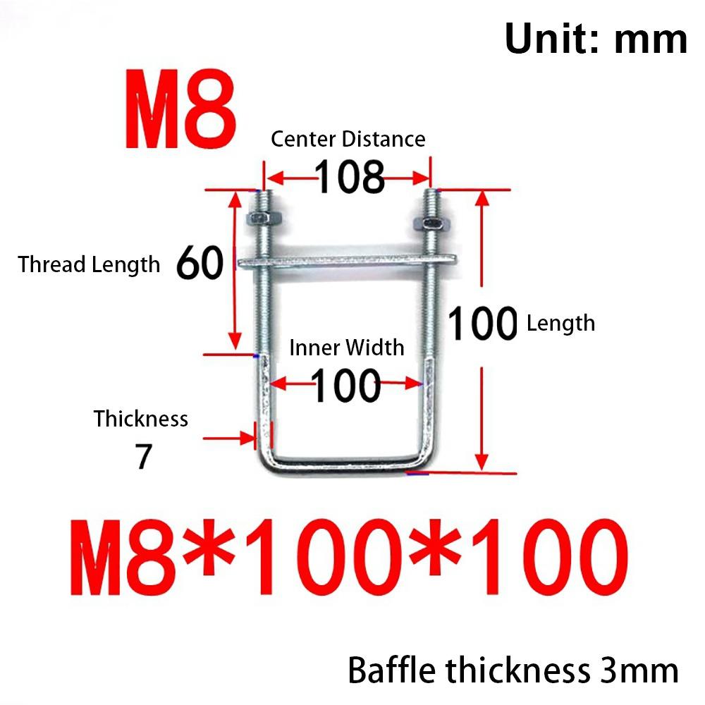 1Pcs With Baffle Pipe U-clamp Screws Right Angle U-bolt New Square Bolt for Square Tube