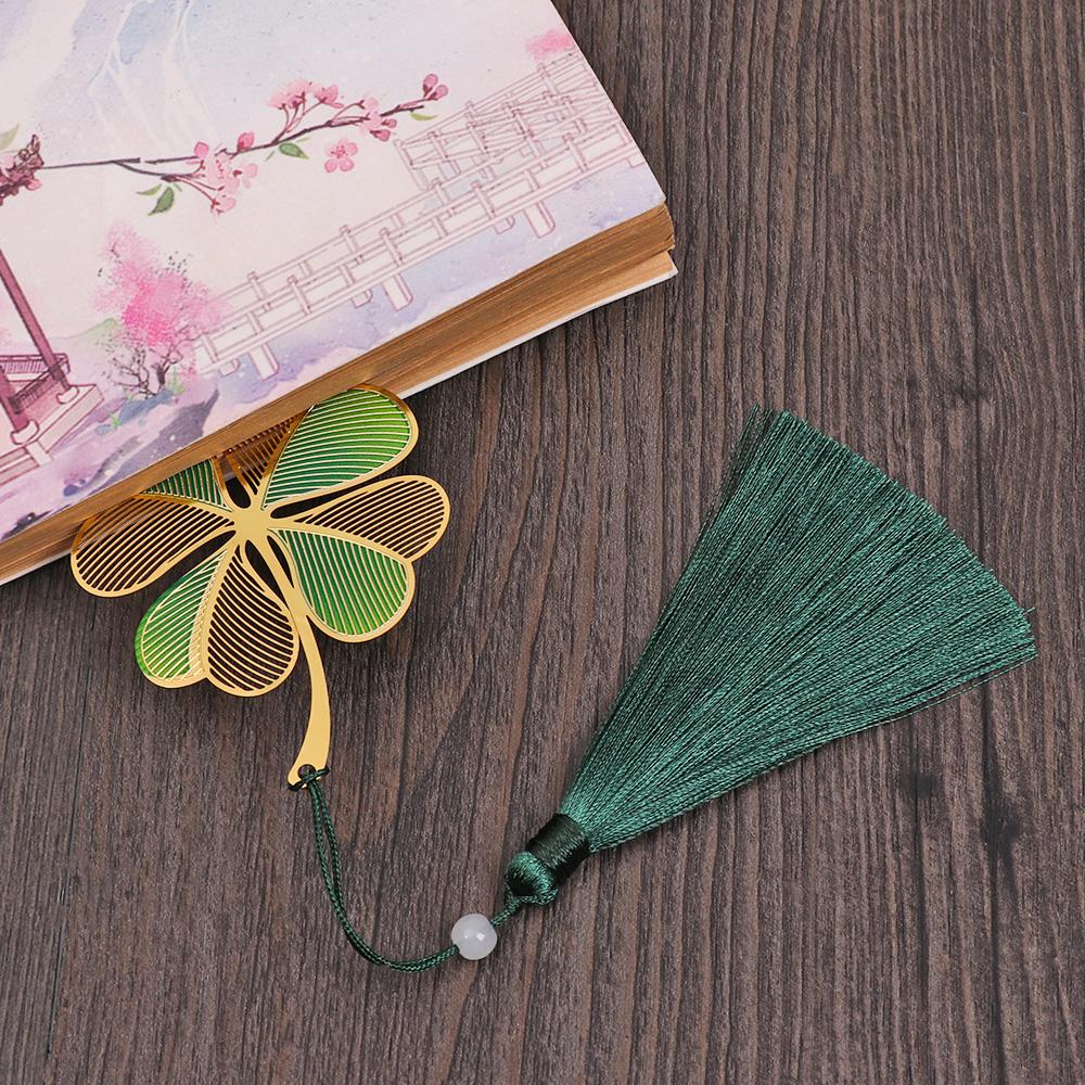 Retro New Pendant Tassel Chinese Style Hollow Painted Book Clip Brass Bookmark Pagination Mark