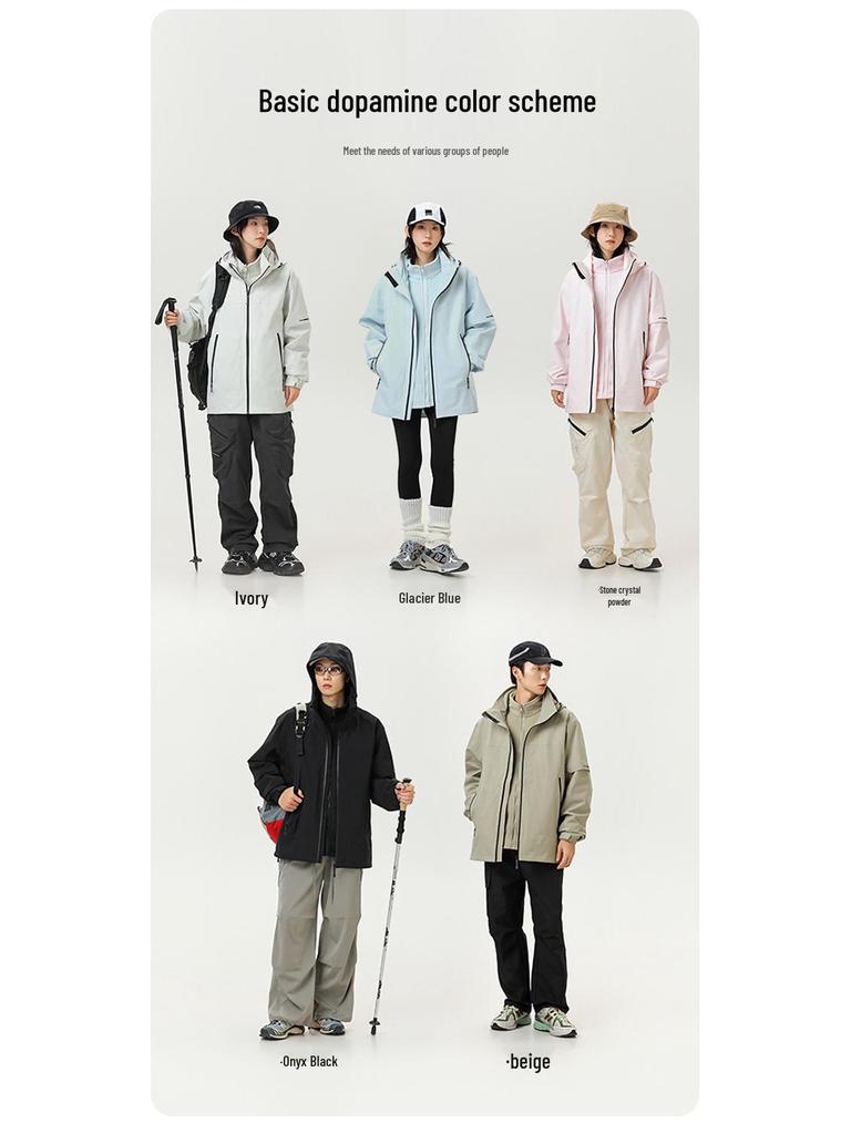 Men's Windproof Three-in-One Fleece Ski Jacket - Wear-Resistant, Heat-Sealed Winter Outerwear