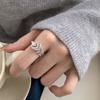Light Luxury Inlaid Zircon Feather Leaf Opening Ring Women Daily Party Fashion Jewelry Exquisite Gifts