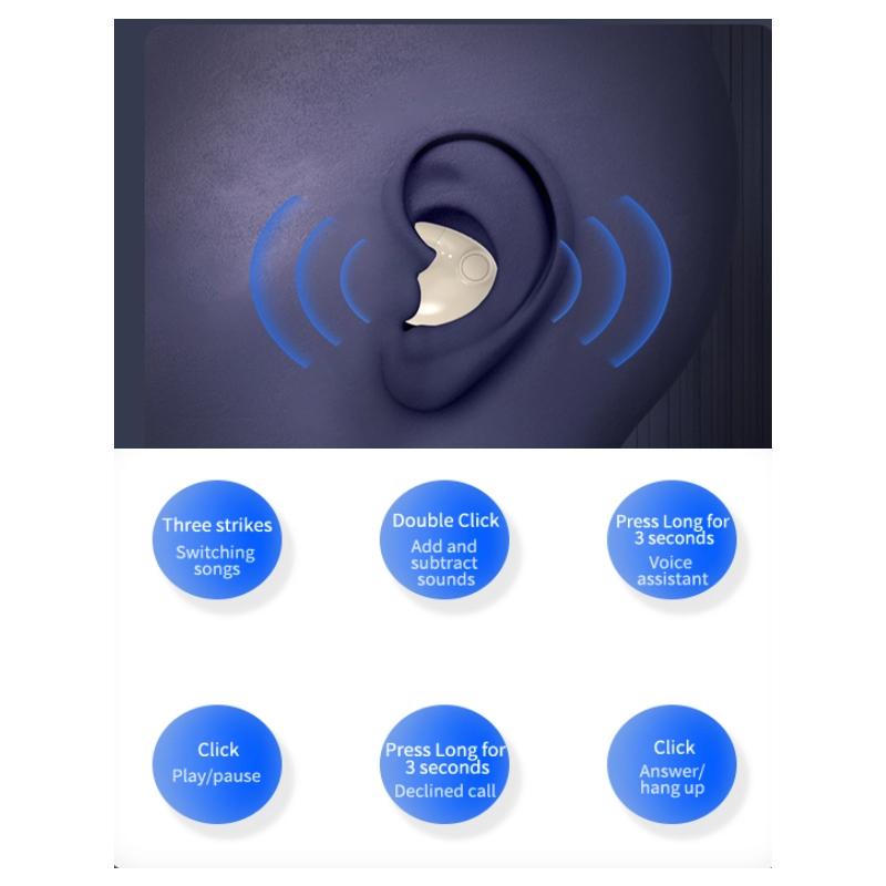 Invisible Sleep Wireless-Kopfhörer mit Geräuschunterdrückung, TWS, Bluetooth 5.3-Kopfhörer, versteckte Ohrhörer, IPX5 wasserdichtes Sport-Headset