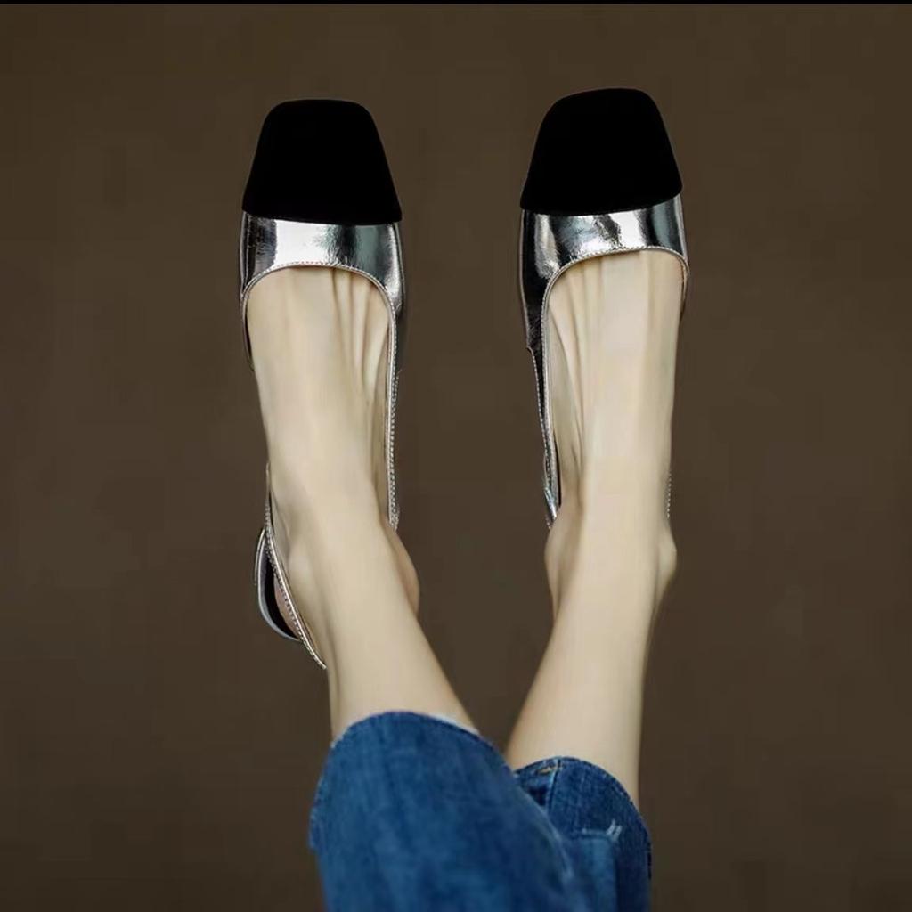 2025 summer new color evaluation single shoes versatile women's shoes go out bag head low heel cool expansion bin