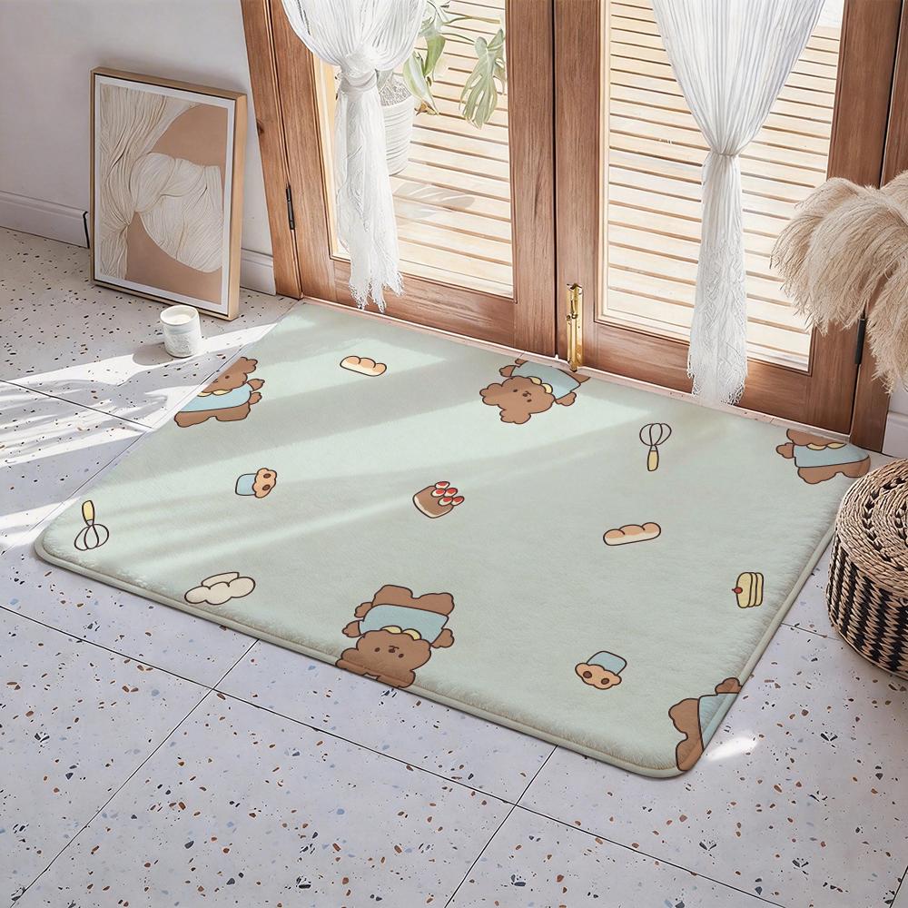 Animal A Bear Floor Mat Eco Flannel Doormat Non Slip Odorless Indoor Floor Rug Soft Short Plush Home Mat