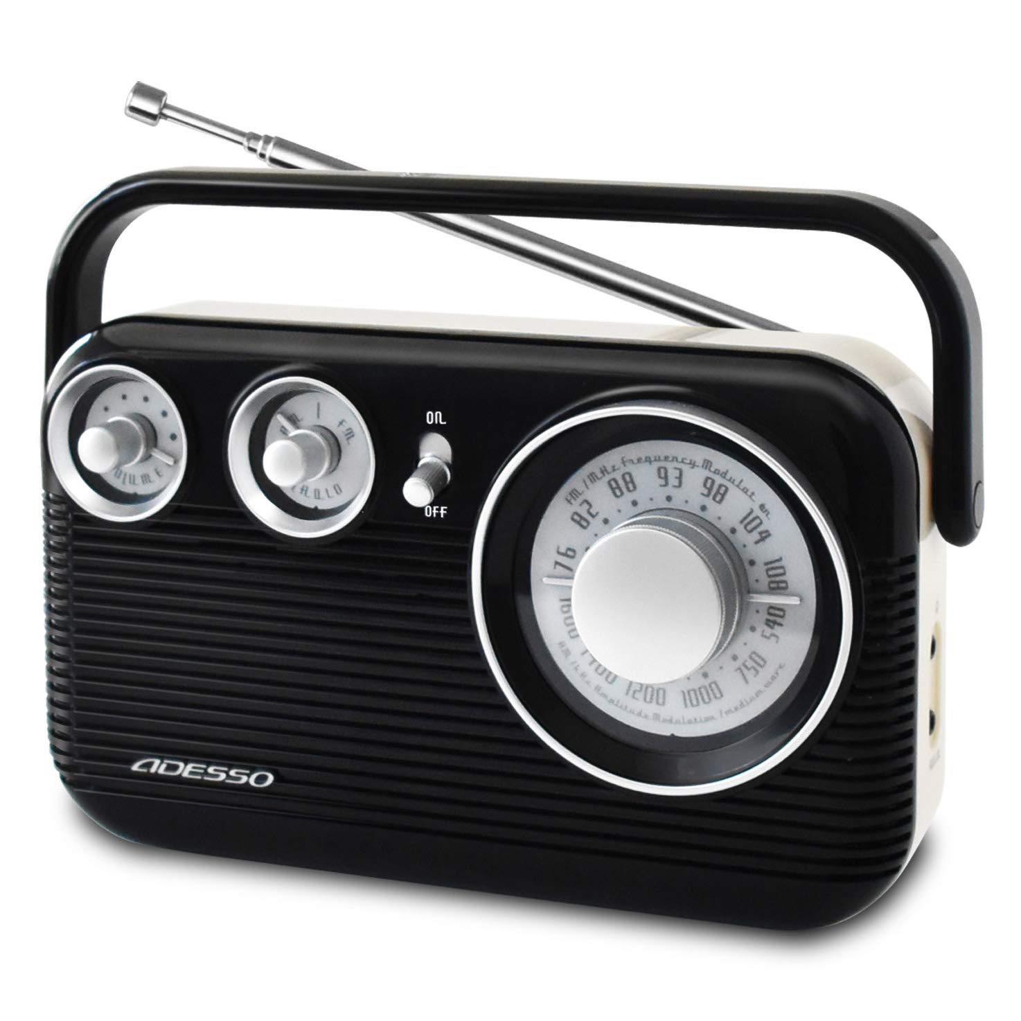 

ADESSO AM/FM Retro Design Radio, Black, RA-601BK