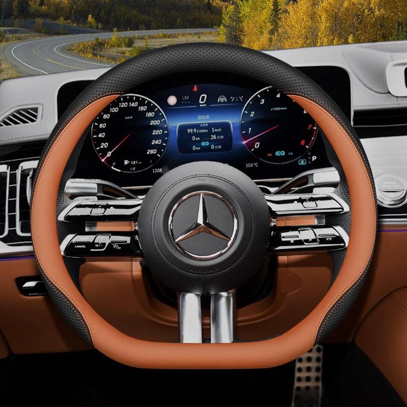 2026 For MERCEDES Luxury Steering Wheel Cover Nappa Leather Soft Touch Fit C‑Class E‑Class S‑Class GLC GLE CLA Car Accessories