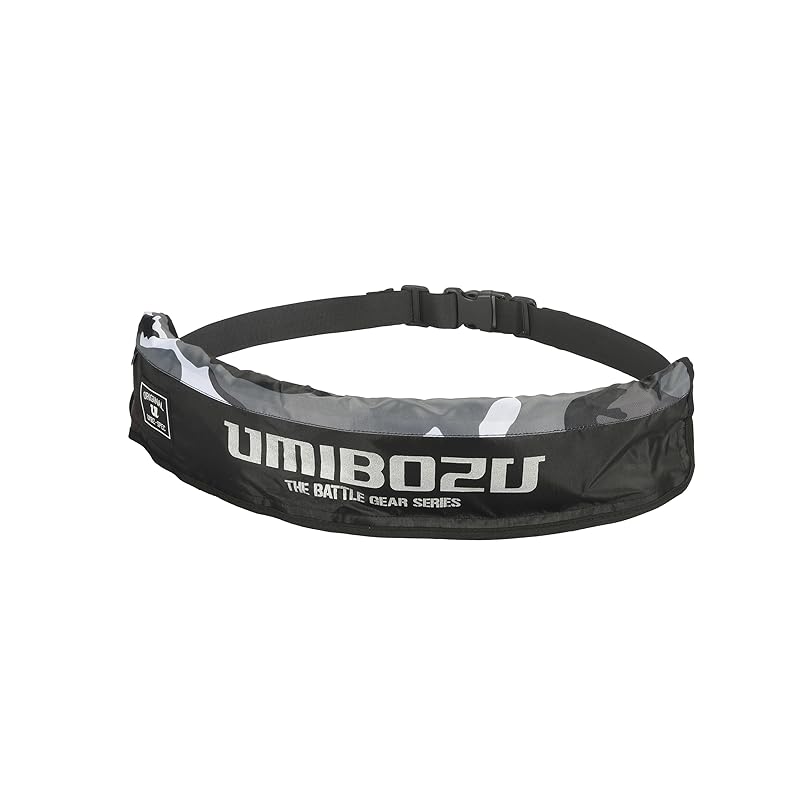 Umibozu Manual Inflatable Life Jacket, Life Vest for Fishing, Waist Wrap, Belt, Adult Size (Black x Camouflage)