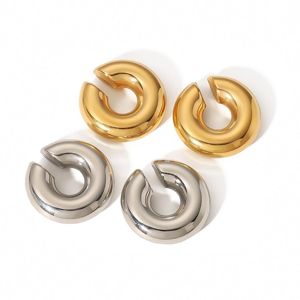 Chic European & American Fashion C-Shaped Statement Ear Clips - Unique, Elegant, High-End Design Earrings